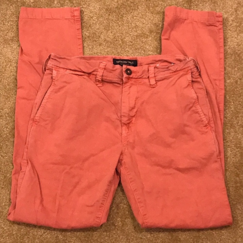 American Eagle Mens 28x30 Orange Slim Khakis Pants